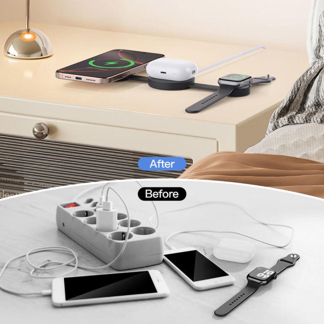 Chemistors 3 in 1 Wireless MagSafe Foldable Charger Pad for Travel